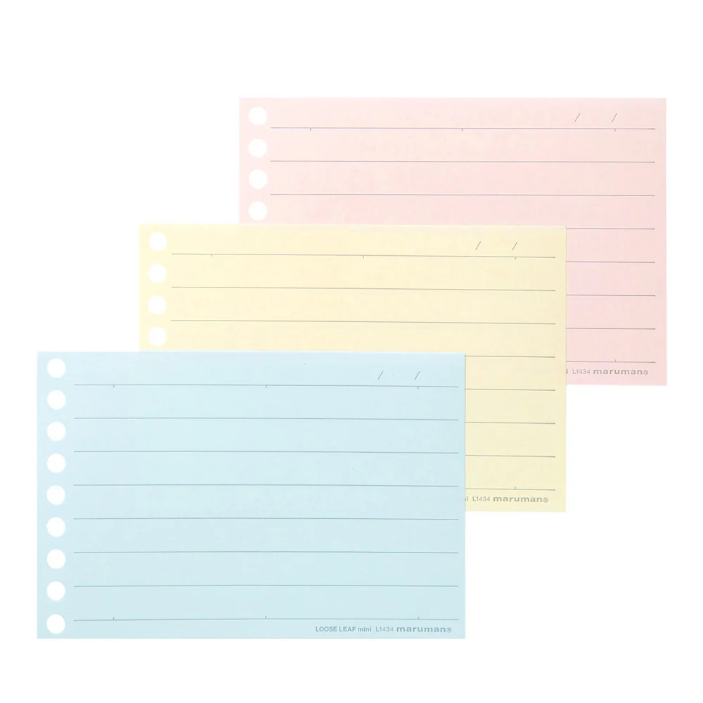 Maruman B7 Loose Leaf Mini 10mm Ruled 3 Color Assortment - Image 2