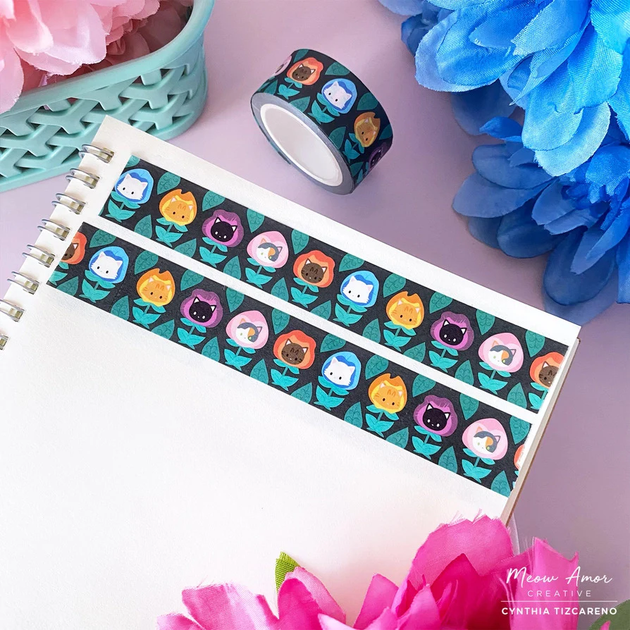 Meow Amor Creative - Wonderland Flower Cats Washi Tape - Image 2
