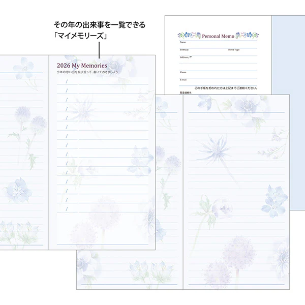 Midori 2026 Pocket Diary B6 Slim- Country Time Floral Pattern - Image 3