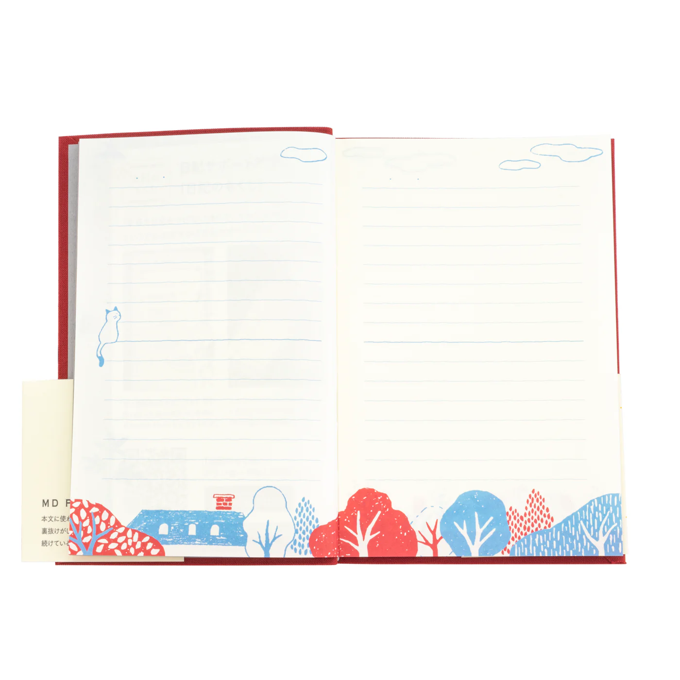 Midori Diary with Embroidered bookmark Cat - Image 2