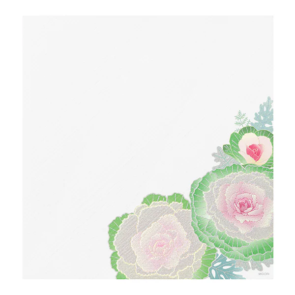 Midori Letter Pad 004 Silk Printing Flowering Kale Wreath - Image 3
