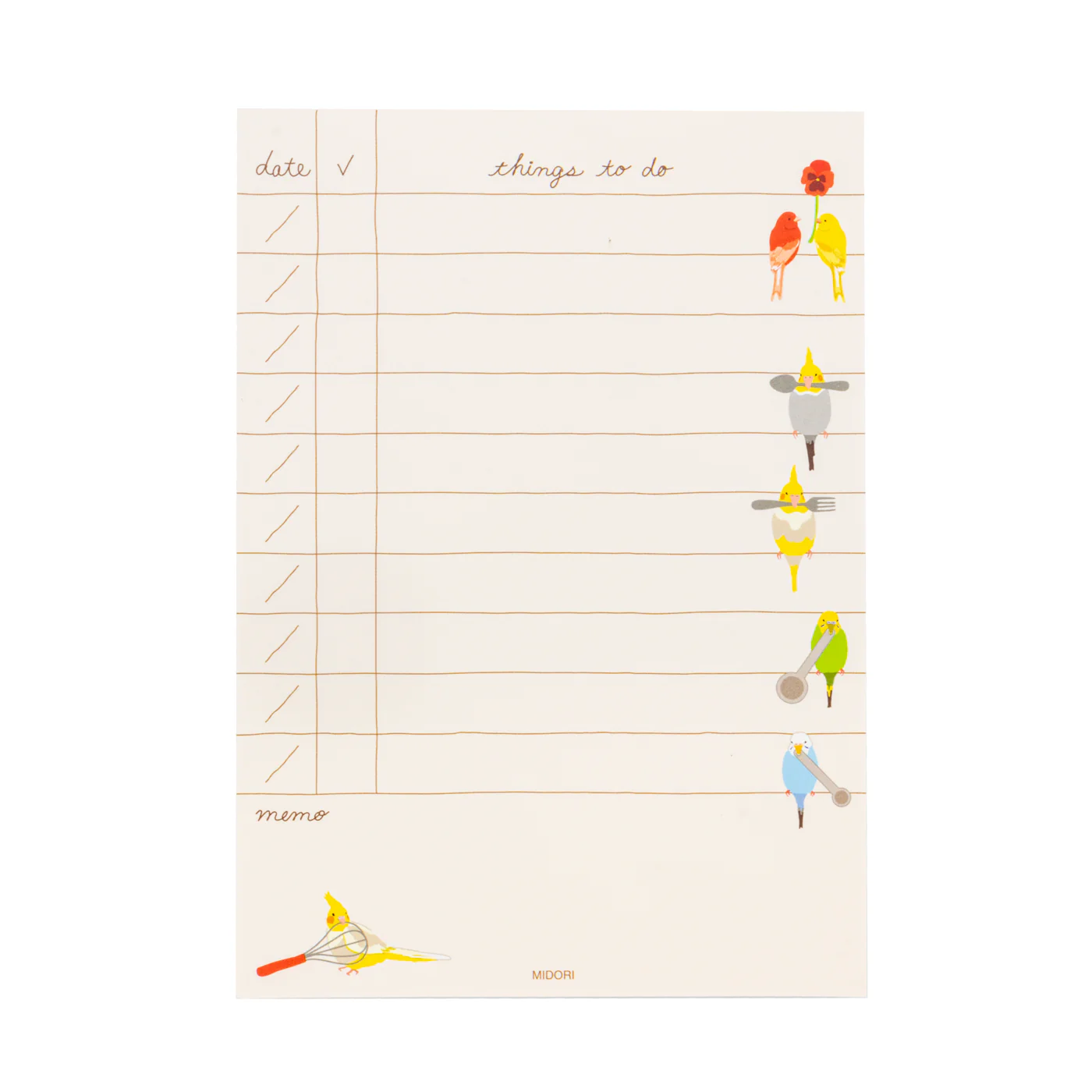 Midori Memo Pad - To Do List - Bird - Image 2