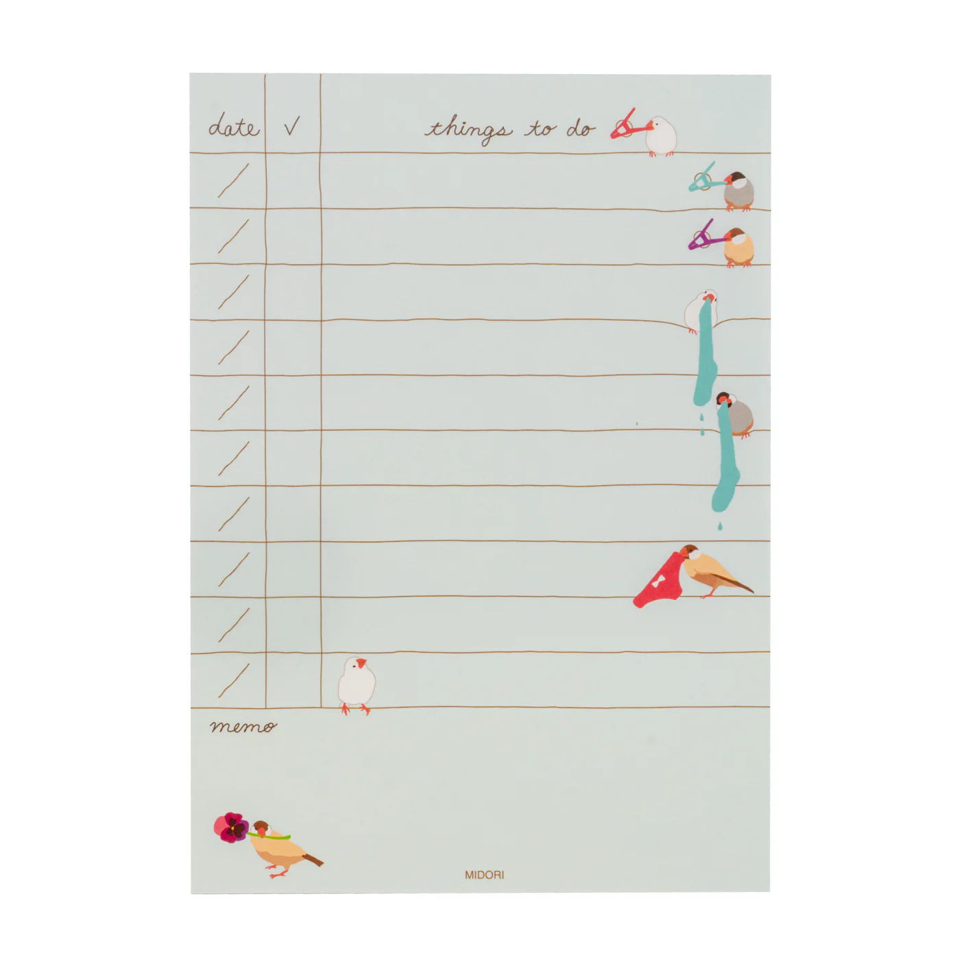 Midori Memo Pad - To Do List - Bird - Image 3