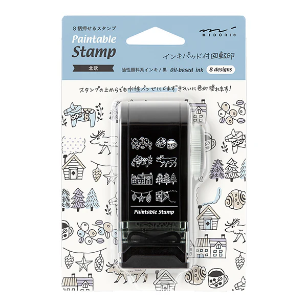 Midori Paintable Rotating Stamp - Self Inking - Dial Nordic Pattern