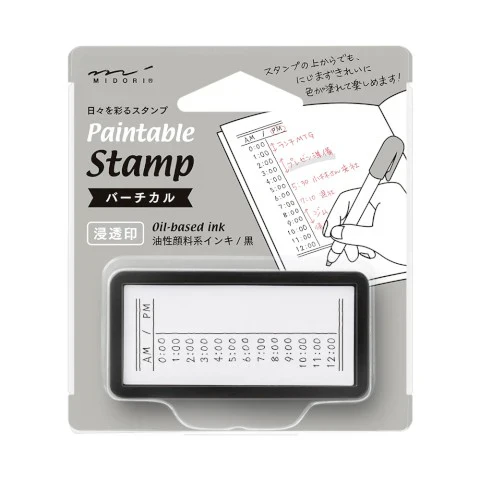 Midori Paintable Stamp - Pre Inked - Half Size Vertical Time - Image 2