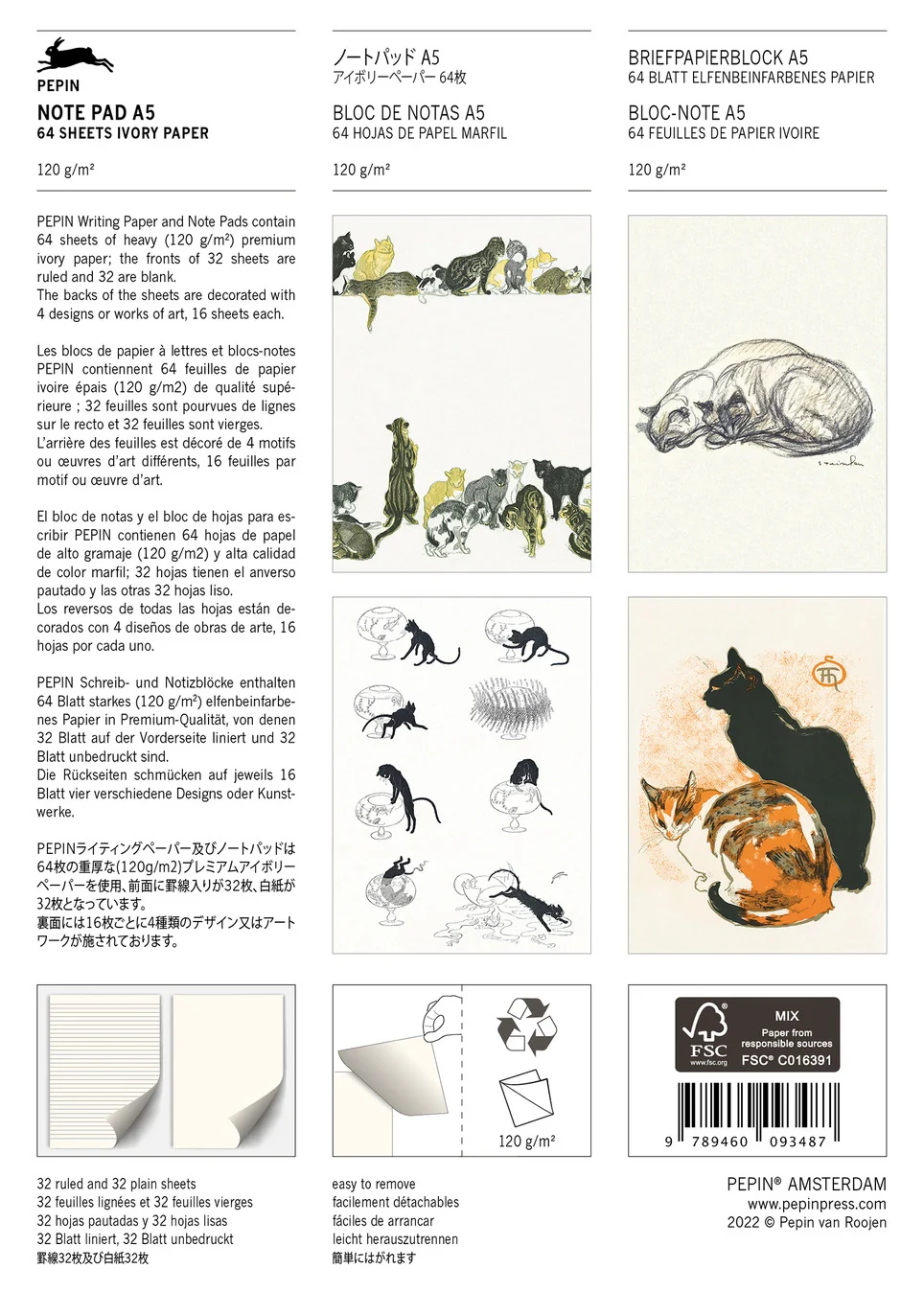 Pepin Notepad A5 - Steinlen Cats - Image 2