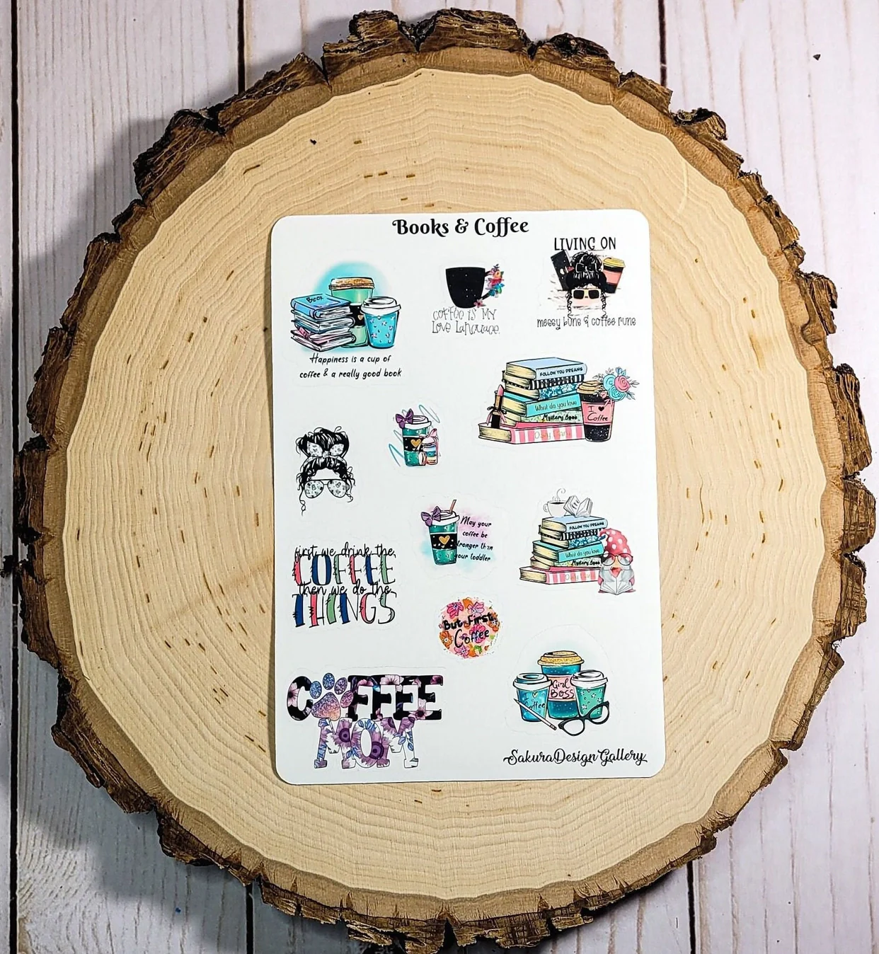 Sakura Design Gallery - Vinyl Stickers - Books & Coffee - Image 2