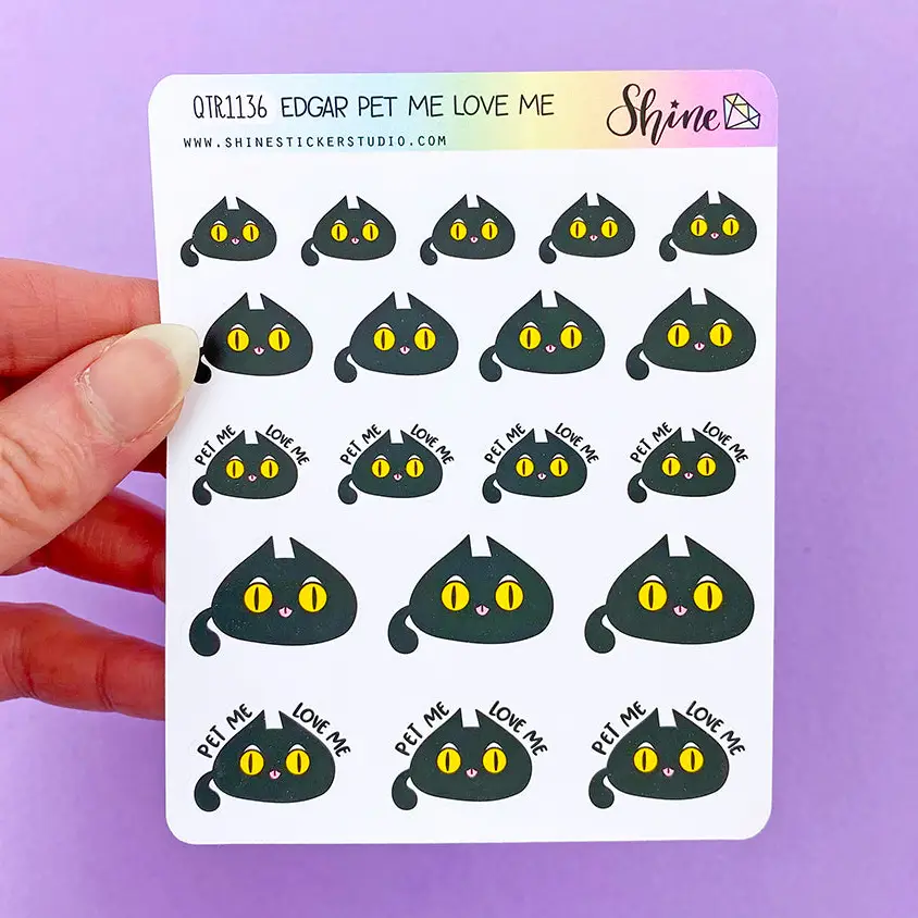 Shine Sticker Studio Sticker Sheet - Edgar Pet Me Love Me