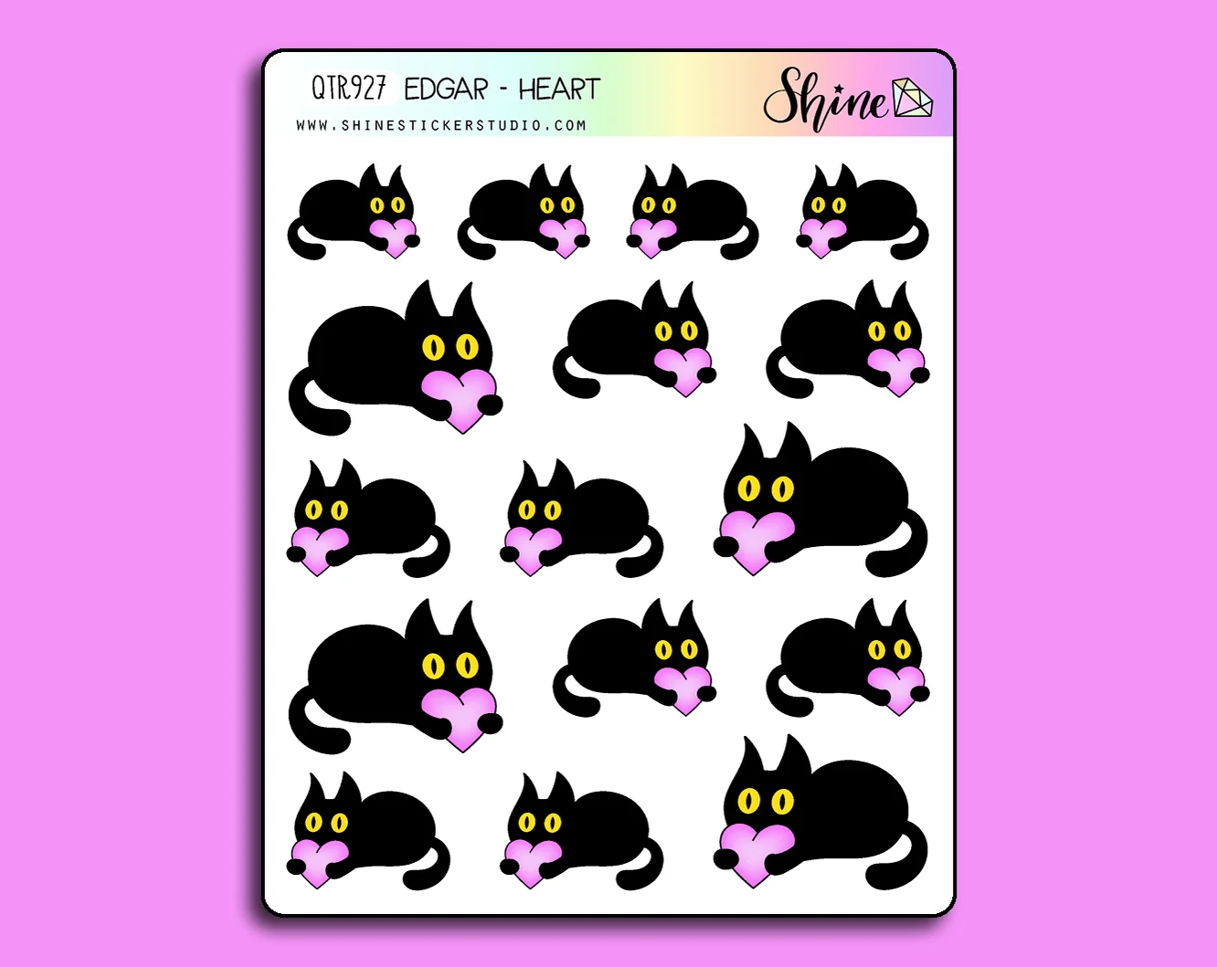 Shine Sticker Studio Sticker Sheet - Edgar the Cat Heart Planner Stickers