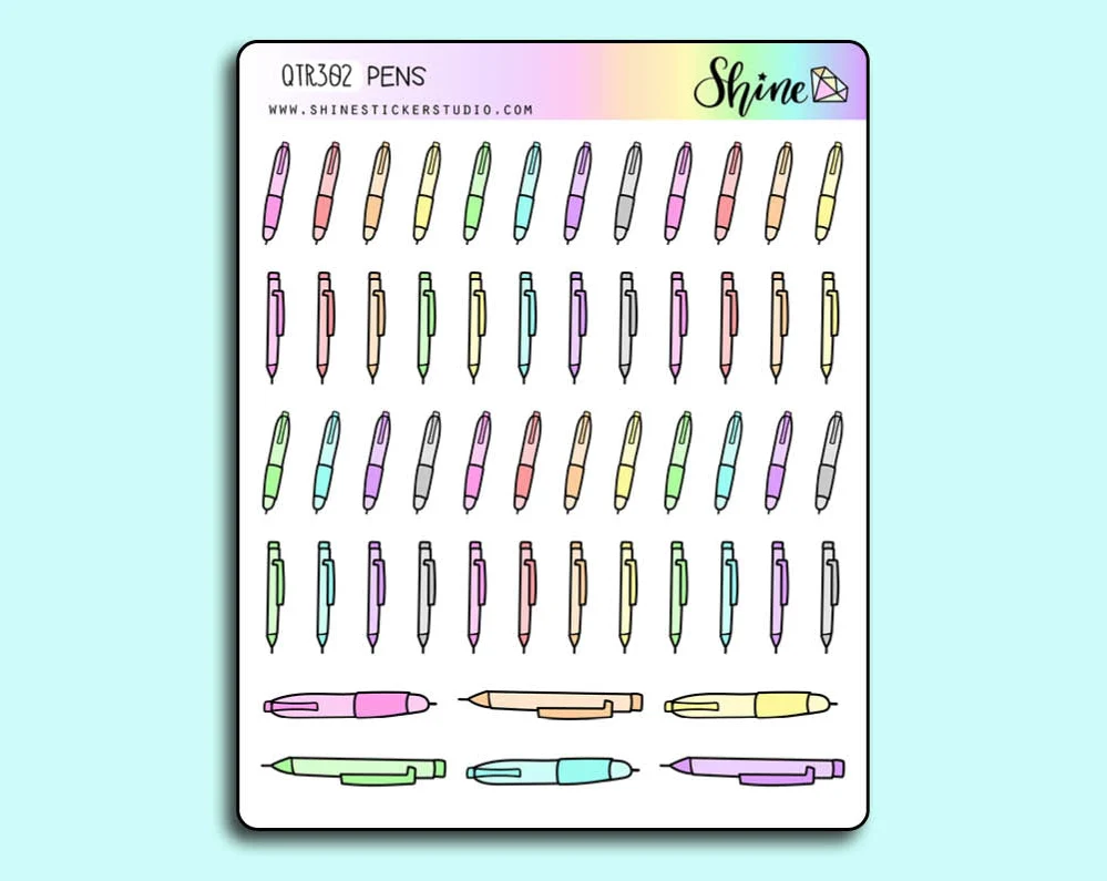 Shine Sticker Studio Sticker Sheet - Pens