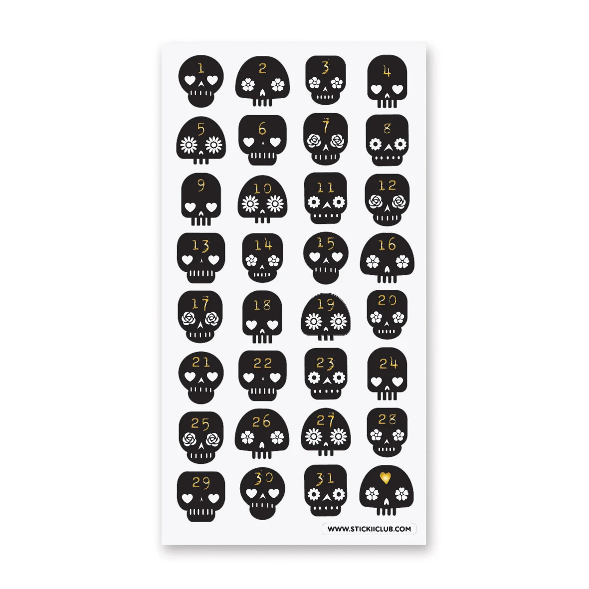 STICKII Sticker Sheet - Numbered Skulls
