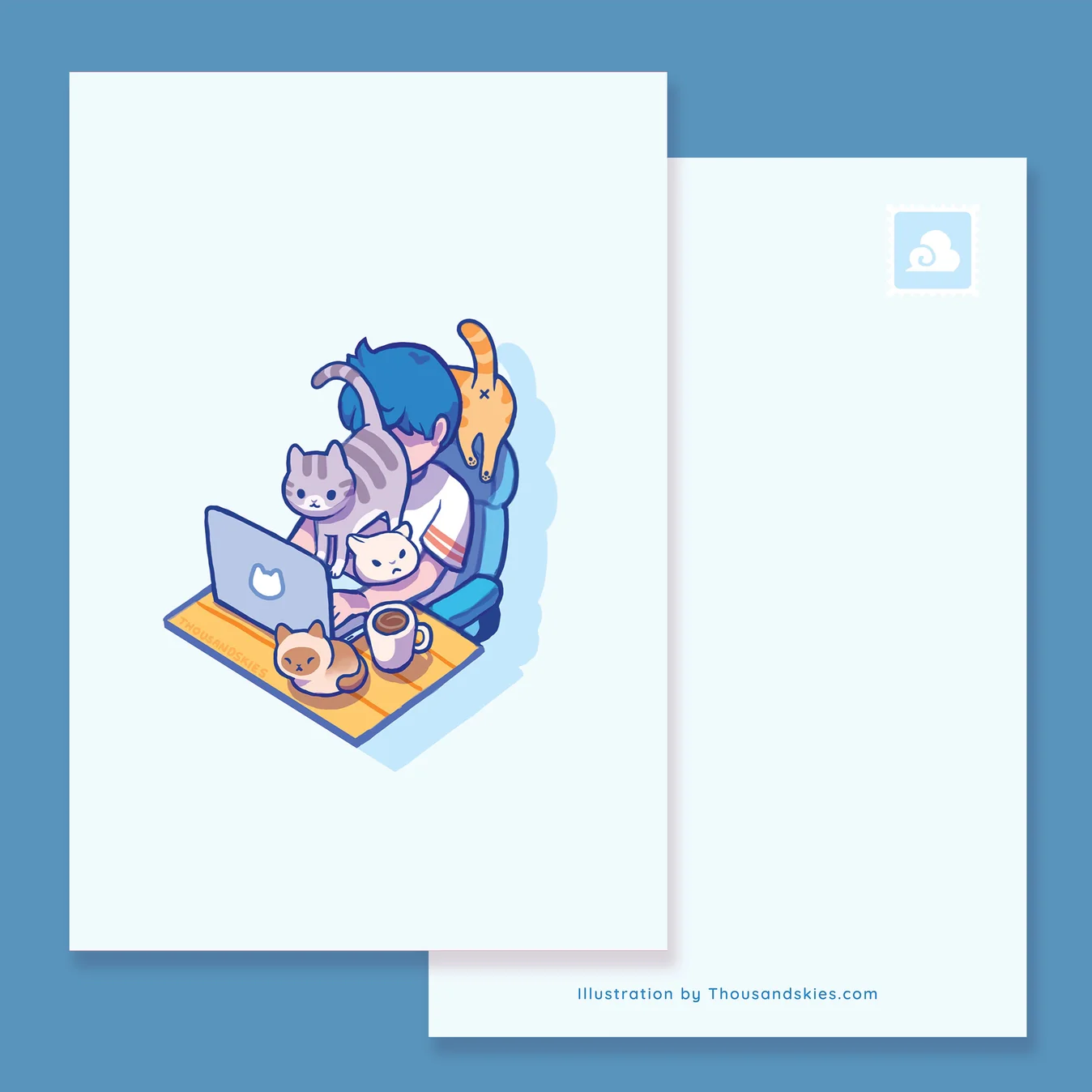 Thousand Skies - Postcard - Work from Home with Cats - Image 2