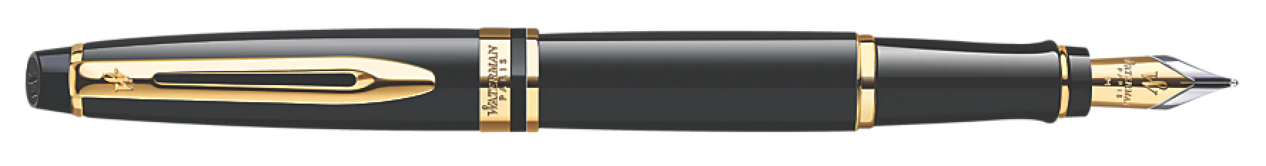 Waterman Expert Black Lacquer Gold Trim Fountain - Image 4