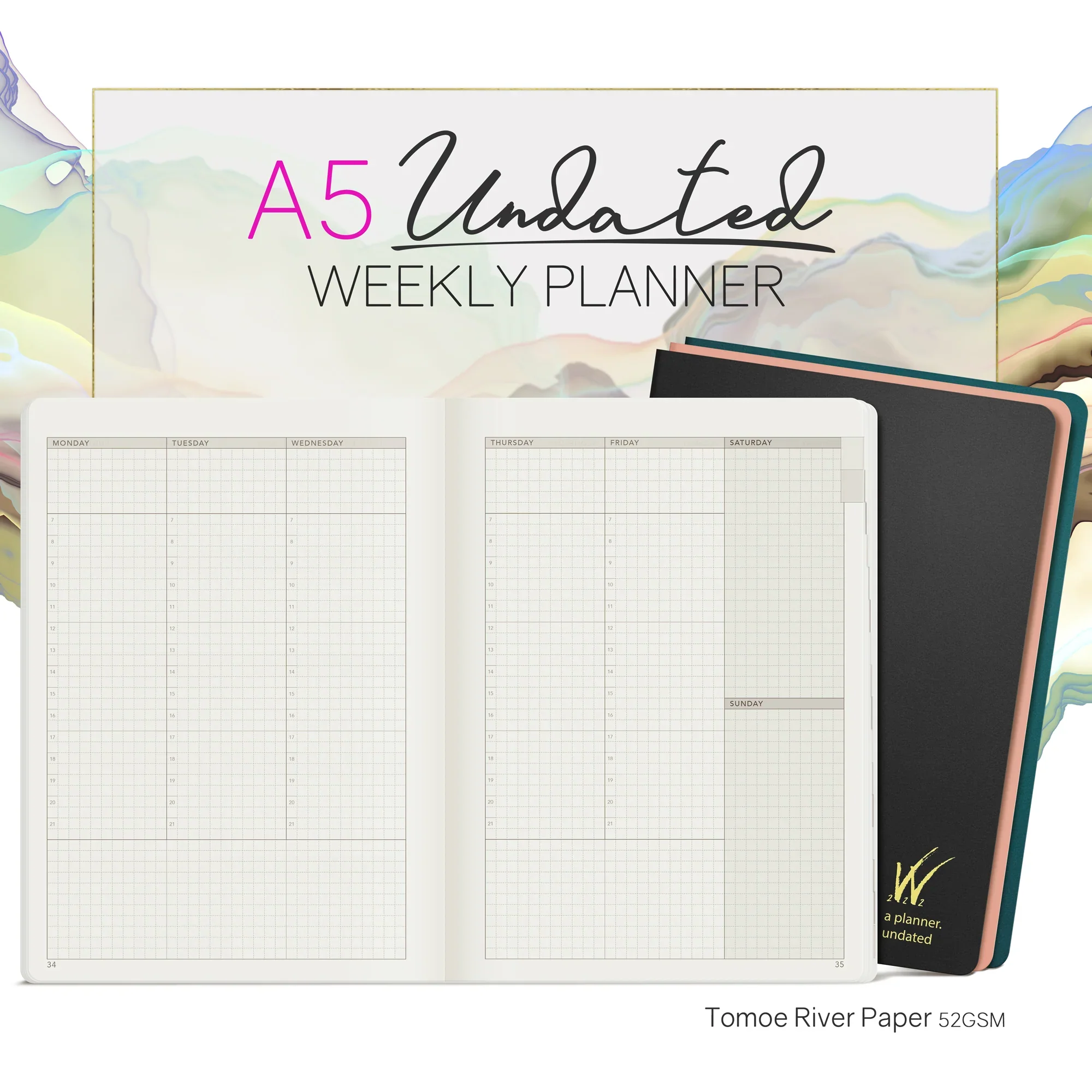 Wonderland222 Undated Weekly Planner A5 - Core - Stacked Weekends v.1 - Image 3