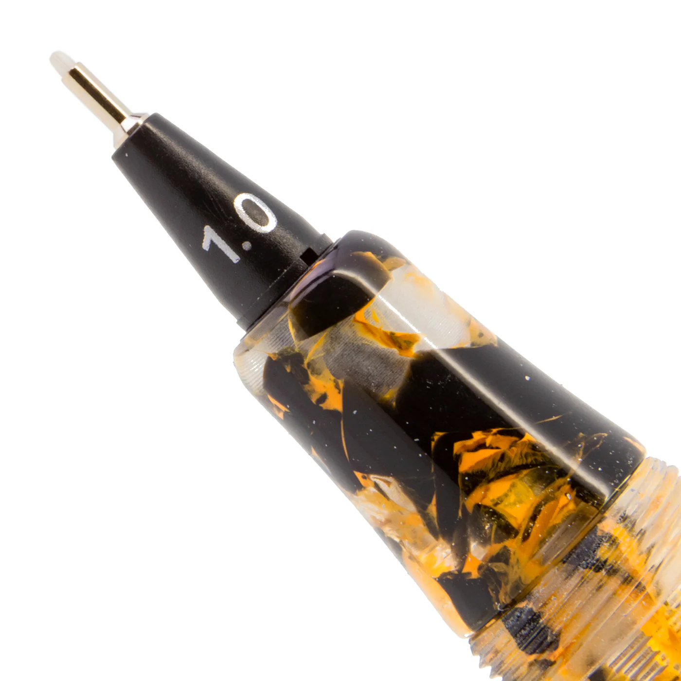 Yookers Front Section for Gaia Fiber Pen Orange/Black Marble Resin - Image 2